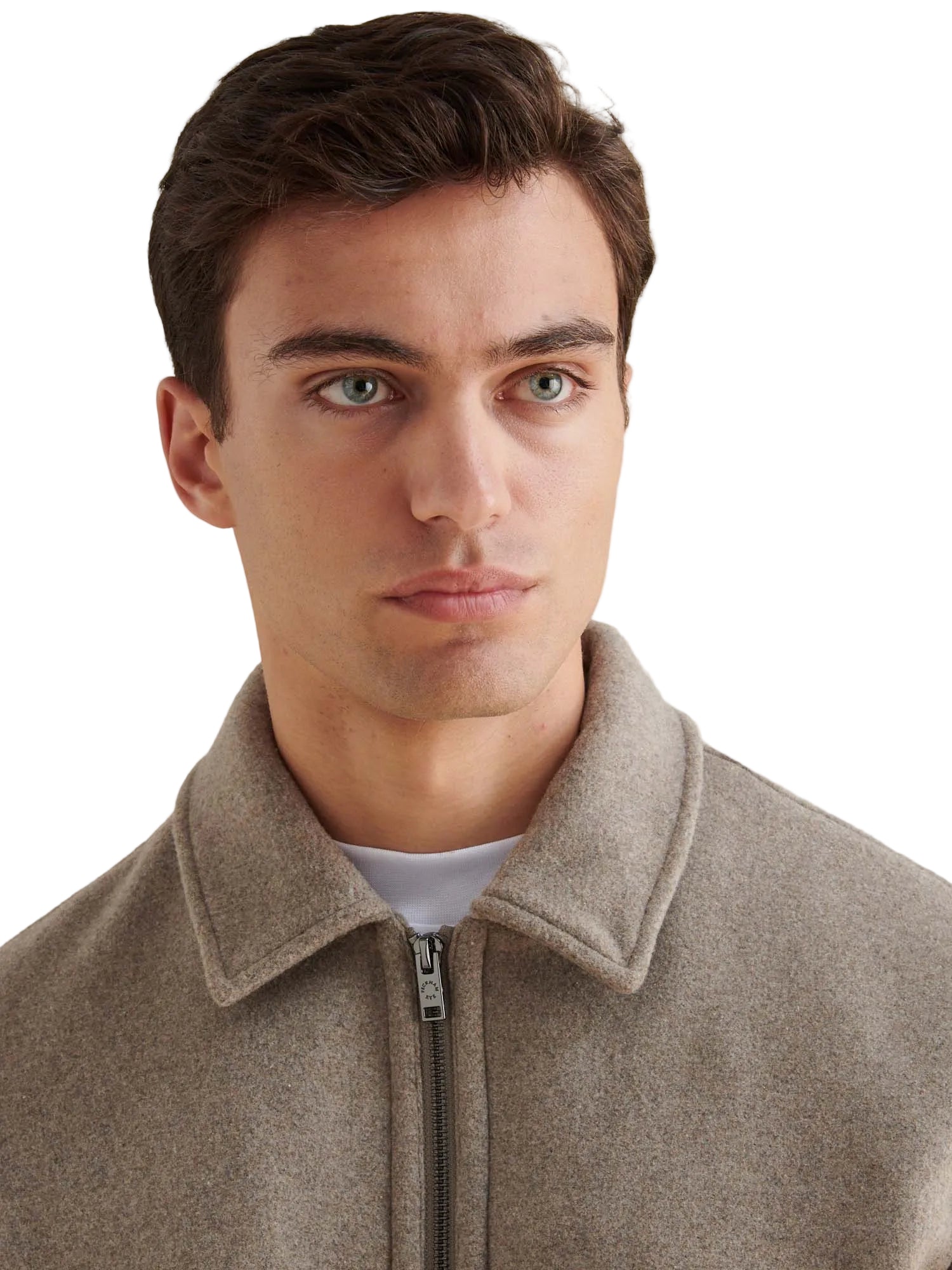 Wool Blend Bomber Jacket in Simply Taupe