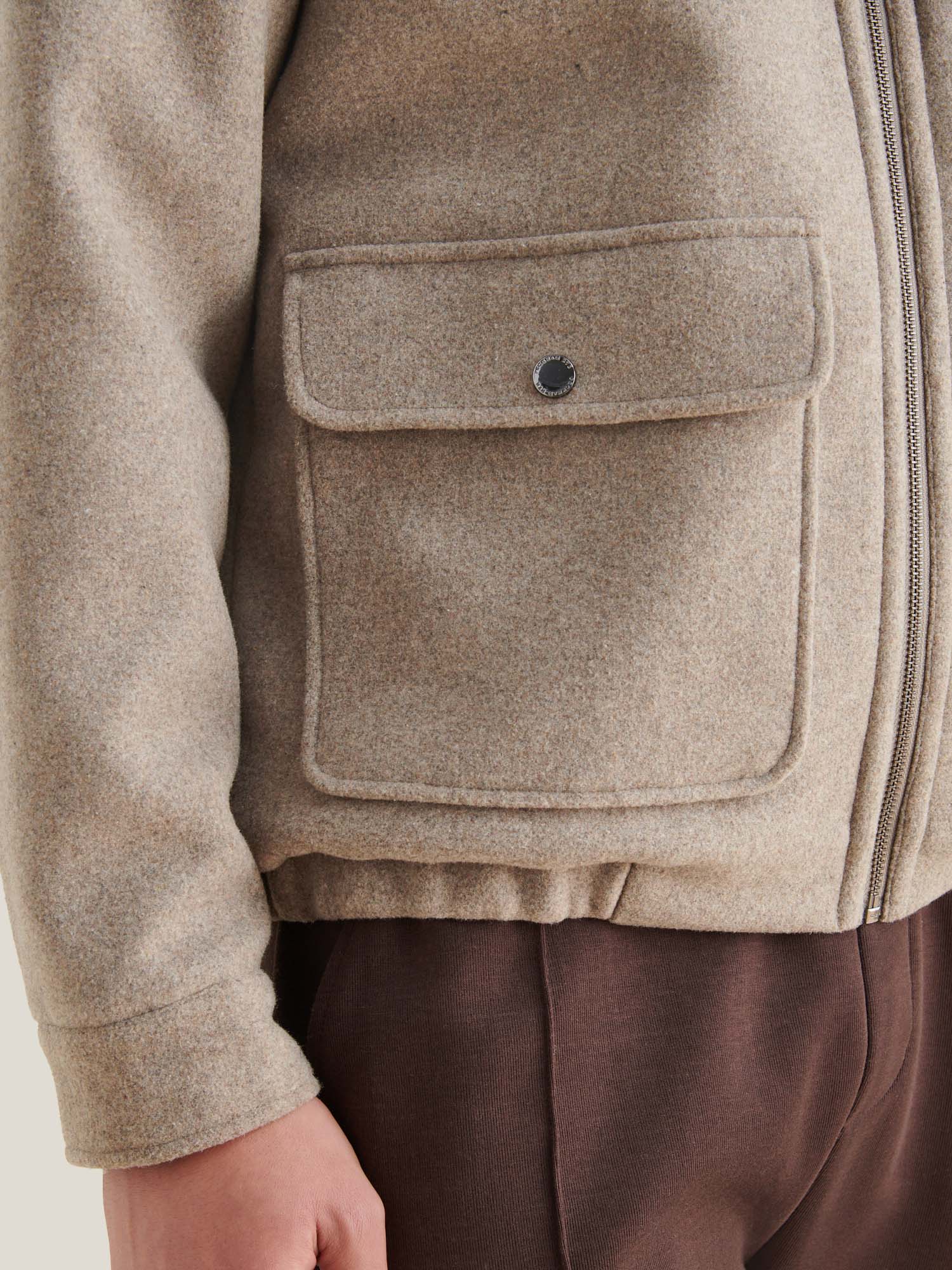 Wool Blend Bomber Jacket in Simply Taupe