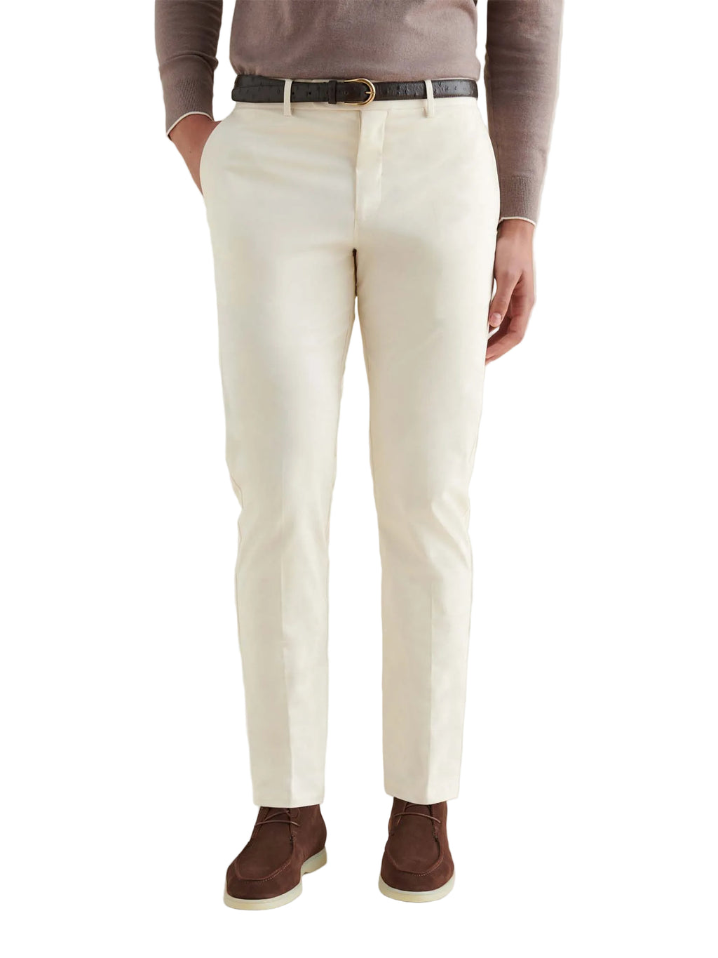 Stretch Cotton Trouser in Egret