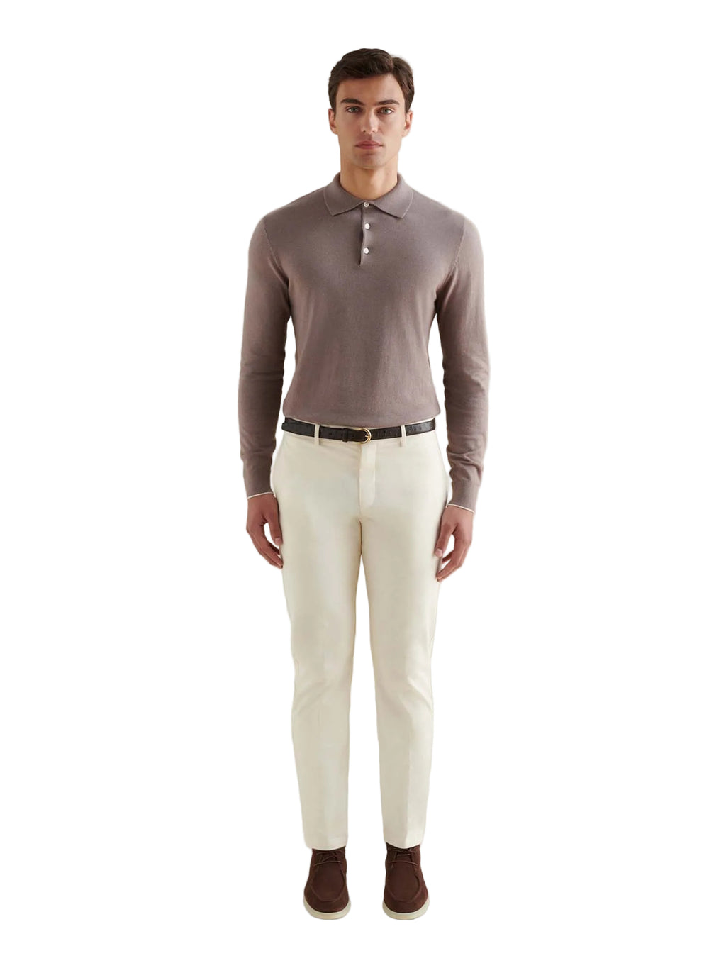 Stretch Cotton Trouser in Egret