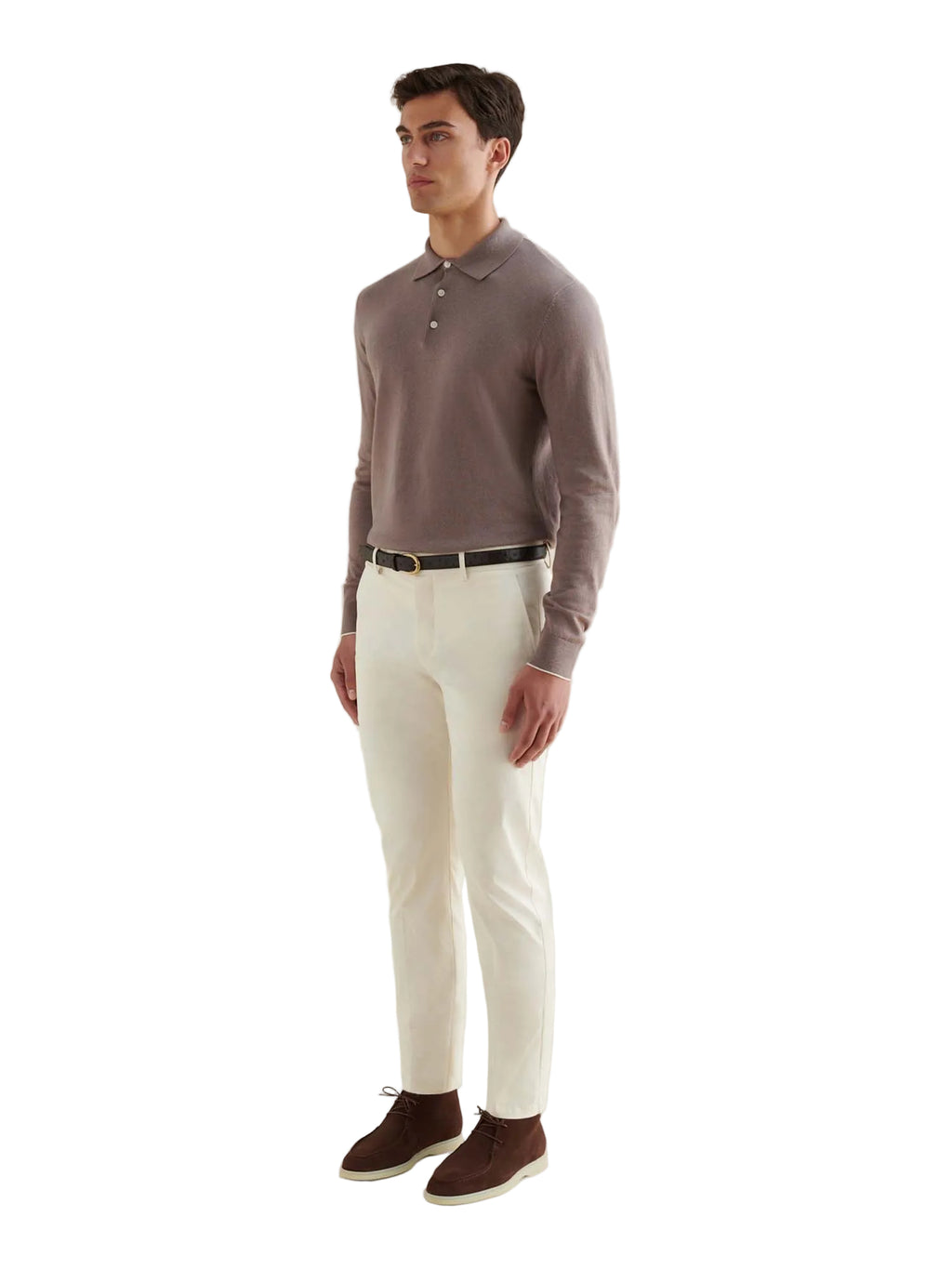 Stretch Cotton Trouser in Egret