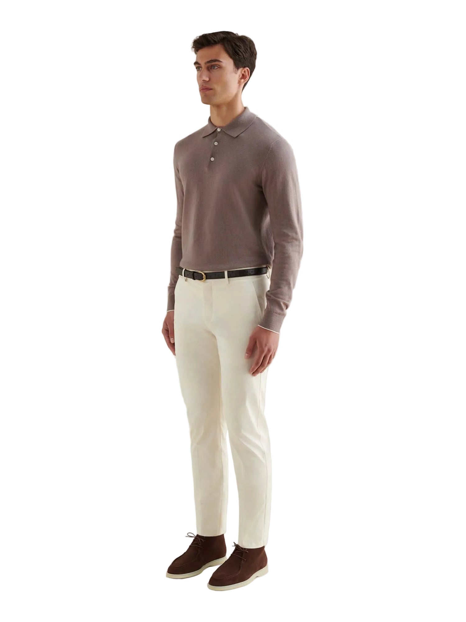 Stretch Cotton Trouser in Egret
