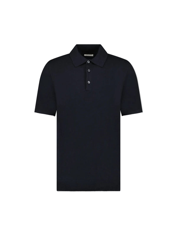 Jersey Knit Polo Shirt in Black