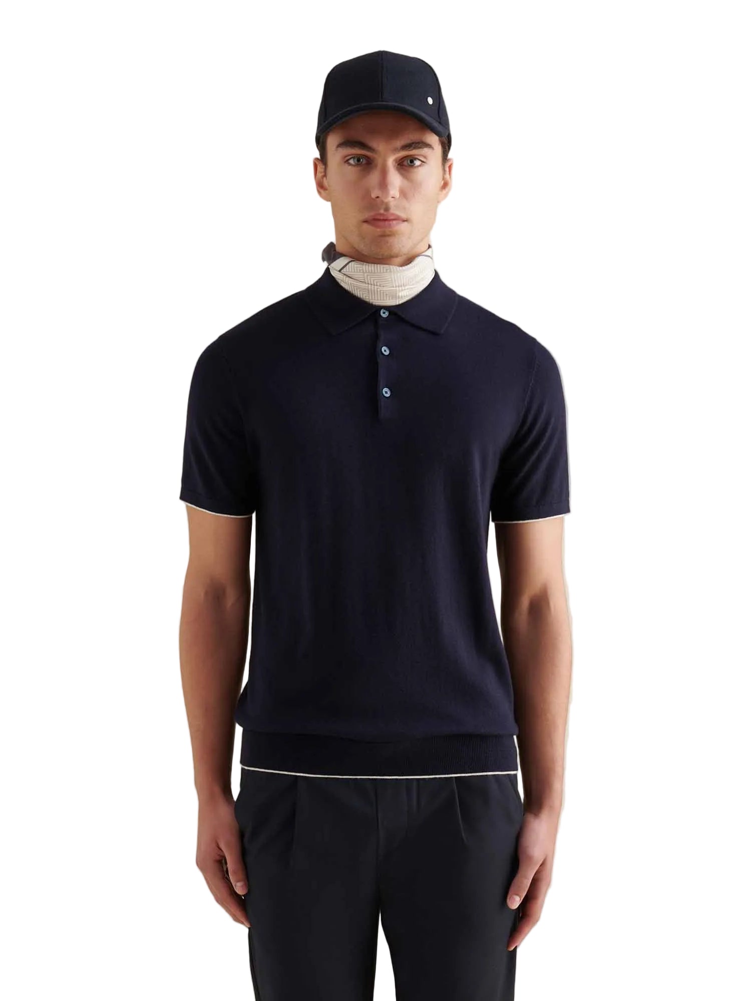 Jersey Knit Polo Shirt in Dark Sapphire Navy