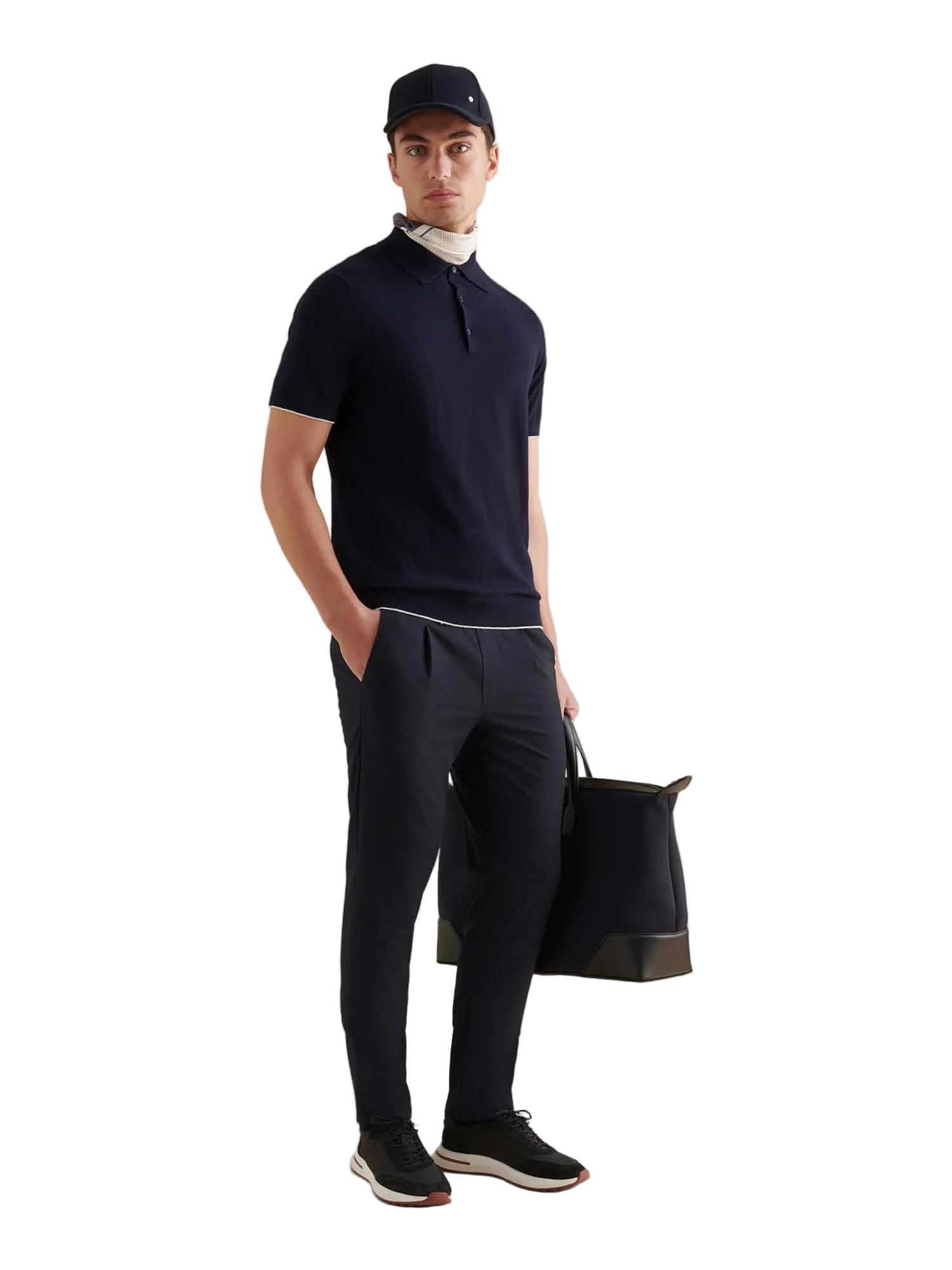 Jersey Knit Polo Shirt in Dark Sapphire Navy