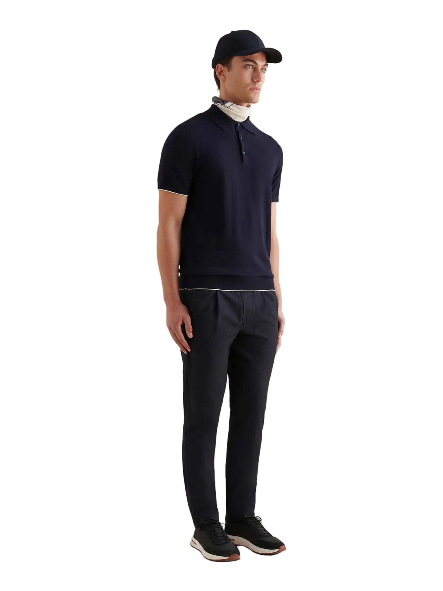 Jersey Knit Polo Shirt in Dark Sapphire Navy