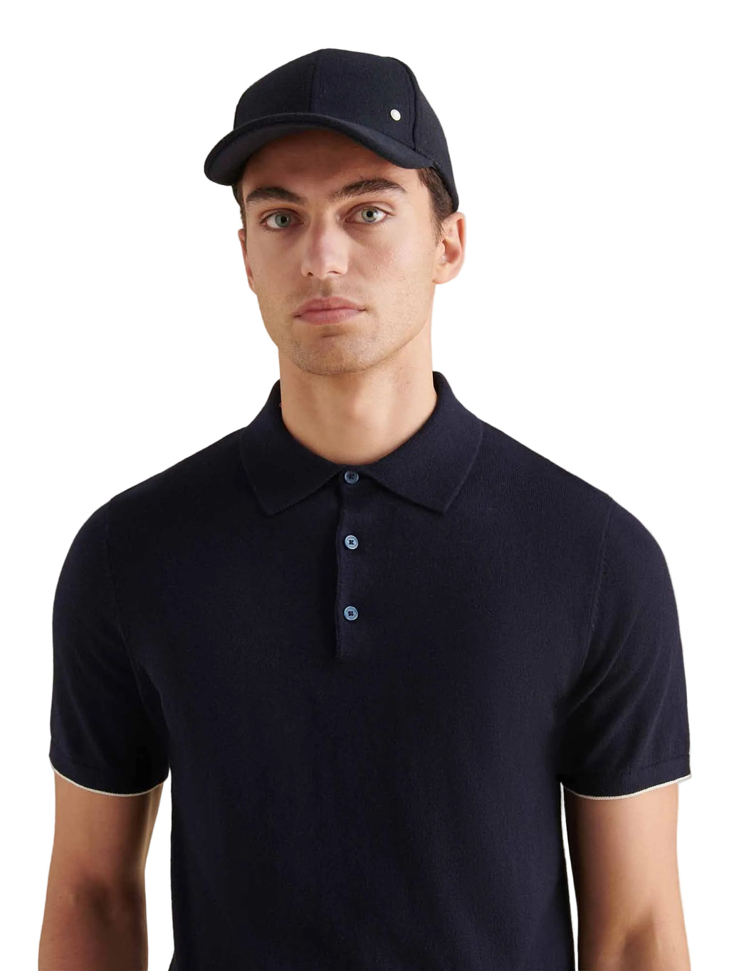 Jersey Knit Polo Shirt in Dark Sapphire Navy