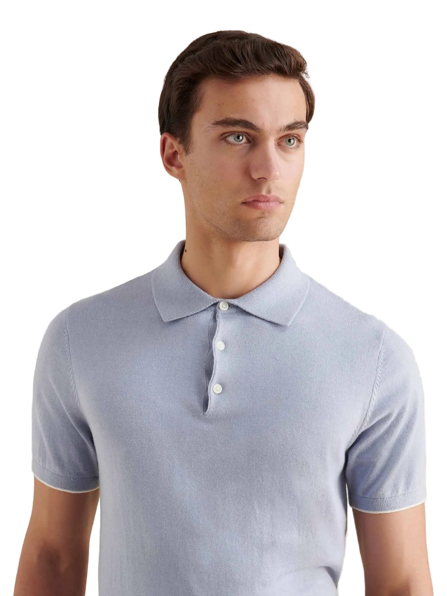 Jersey Knit Polo Shirt in Blue Blizzard