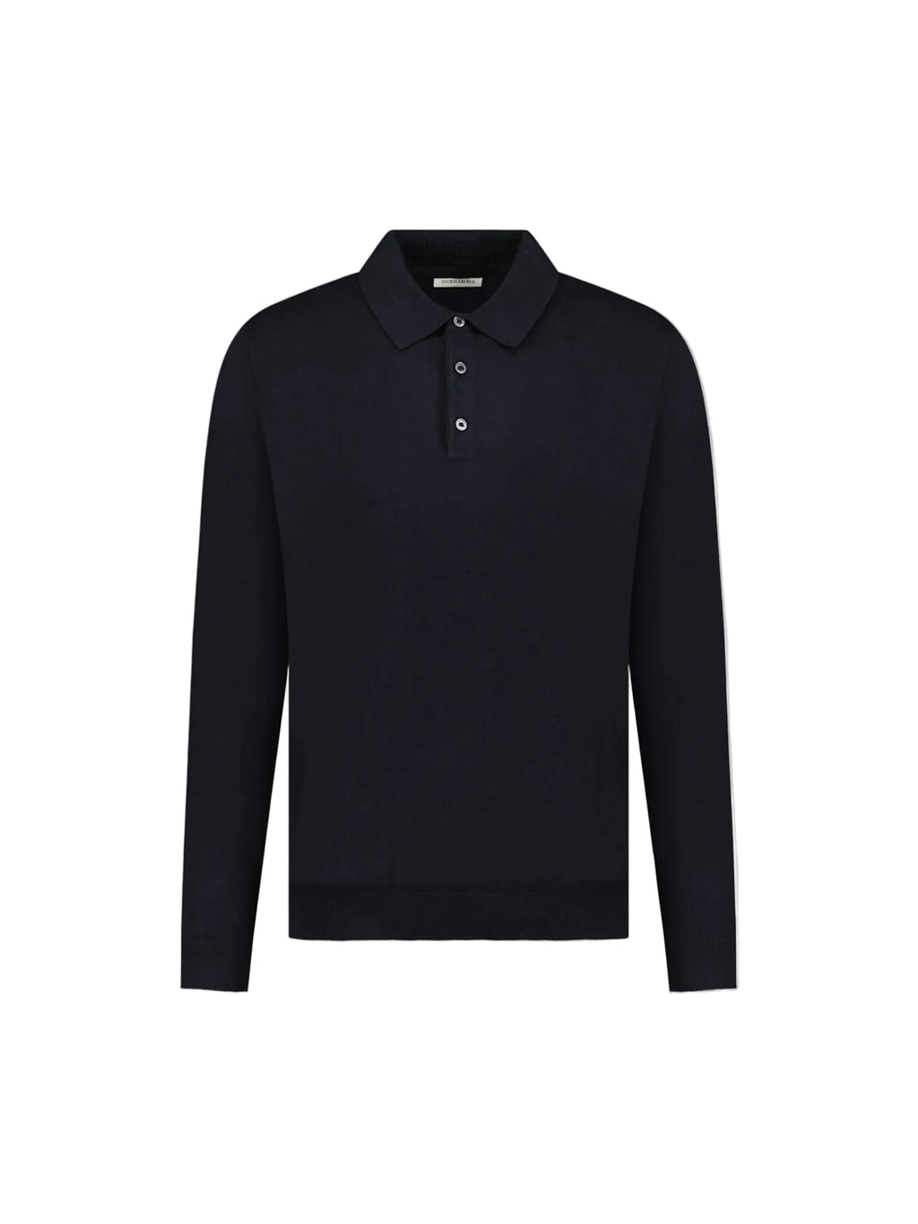 Jersey Knit Long Sleeve Polo Shirt in Black