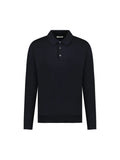 Jersey Knit Long Sleeve Polo Shirt in Black