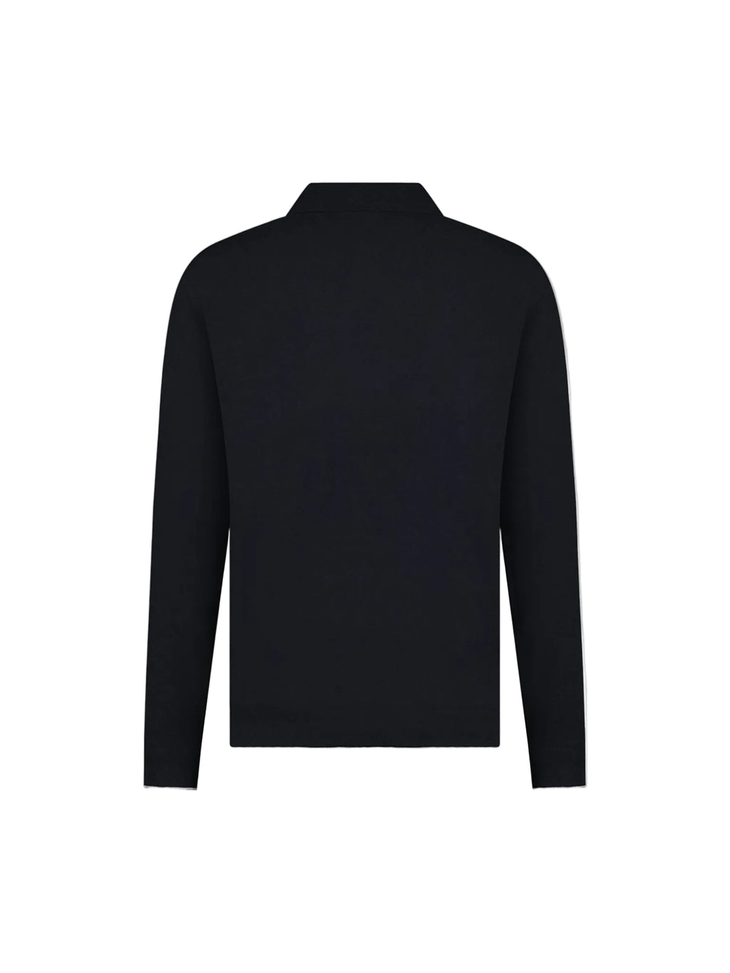 Jersey Knit Long Sleeve Polo Shirt in Black