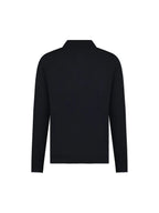 Jersey Knit Long Sleeve Polo Shirt in Black