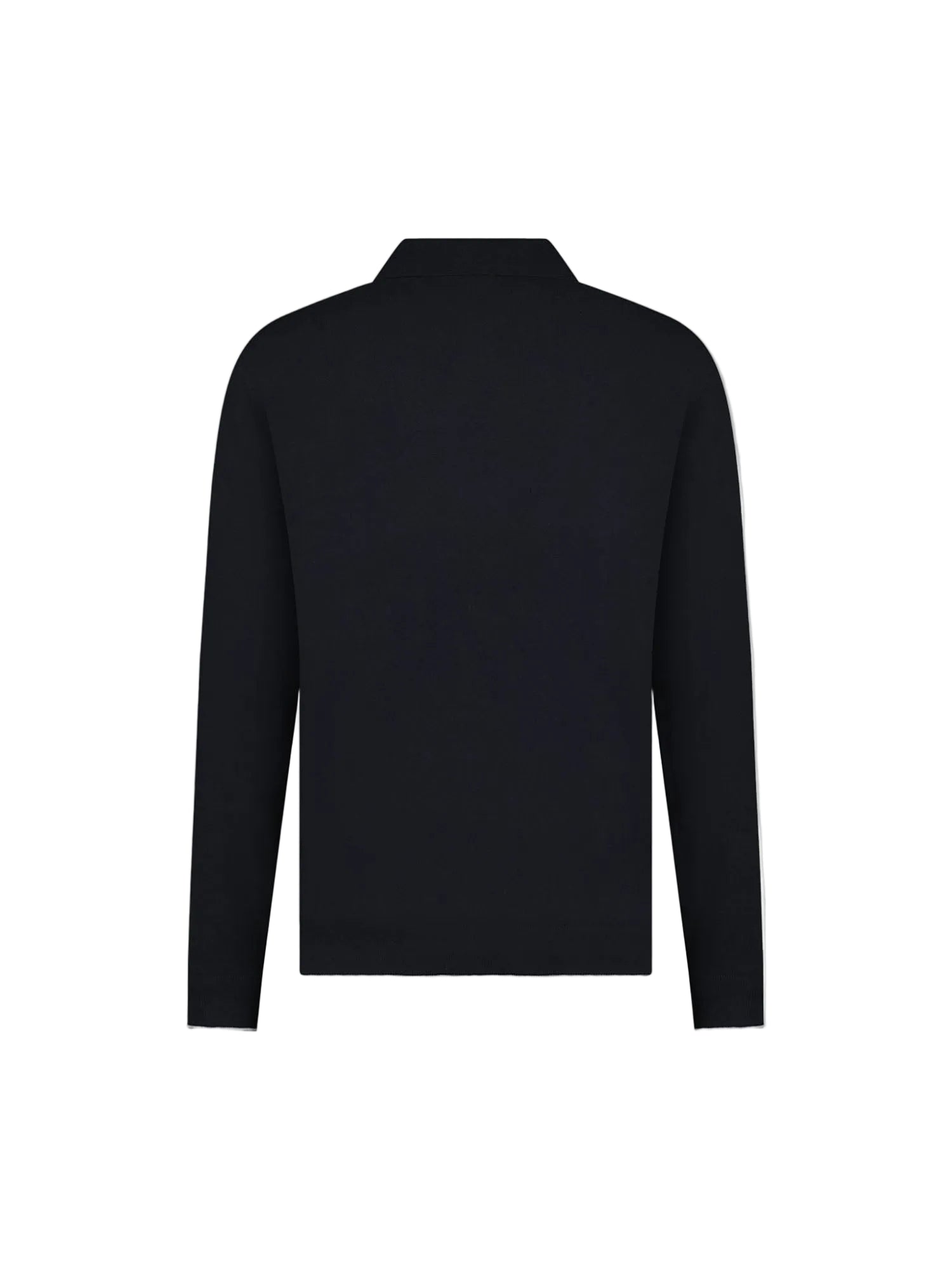 Jersey Knit Long Sleeve Polo Shirt in Black