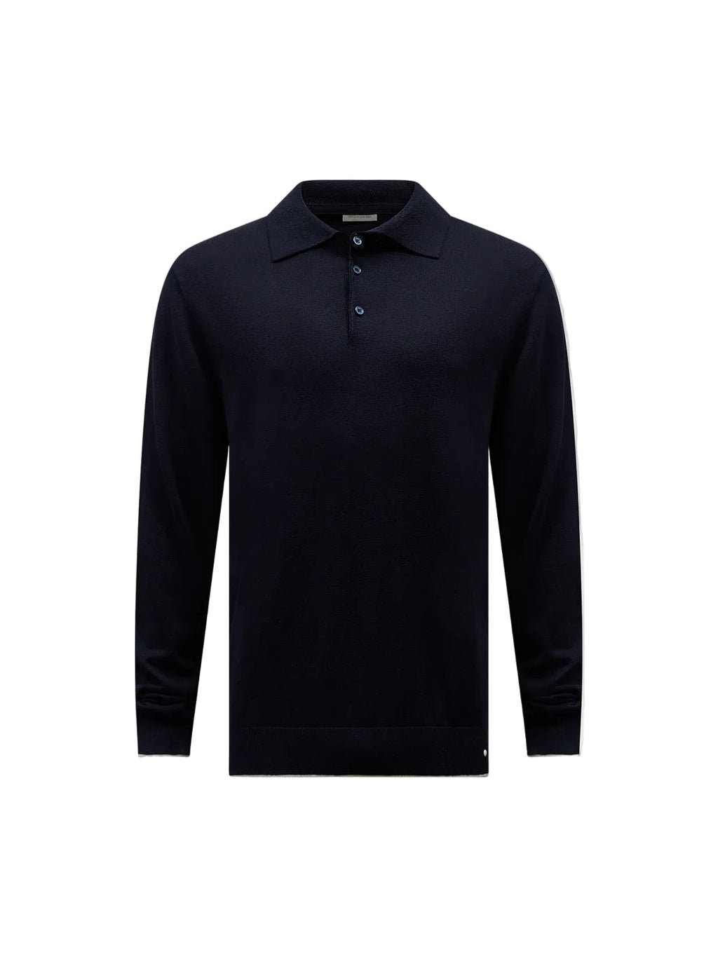 Jersey Knit Long Sleeve Polo Shirt in Dark Sapphire Navy