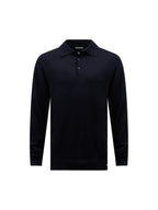 Jersey Knit Long Sleeve Polo Shirt in Dark Sapphire Navy