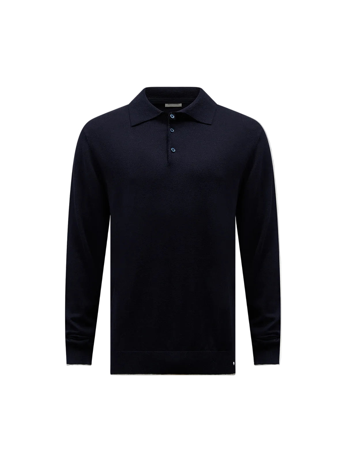 Jersey Knit Long Sleeve Polo Shirt in Dark Sapphire Navy