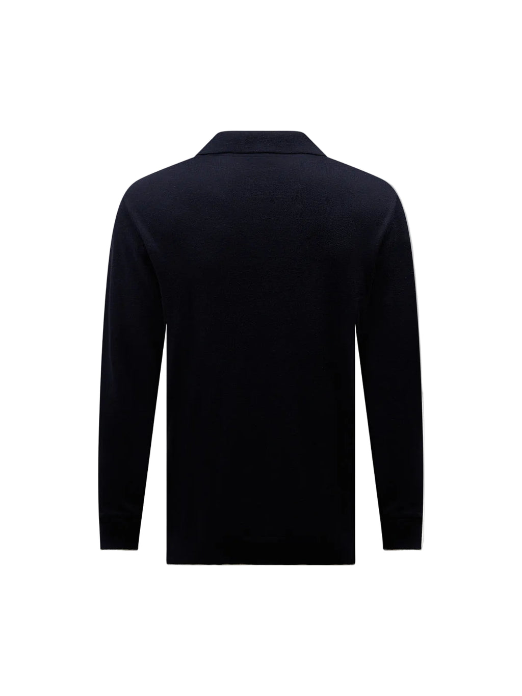 Jersey Knit Long Sleeve Polo Shirt in Dark Sapphire Navy