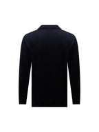 Jersey Knit Long Sleeve Polo Shirt in Dark Sapphire Navy