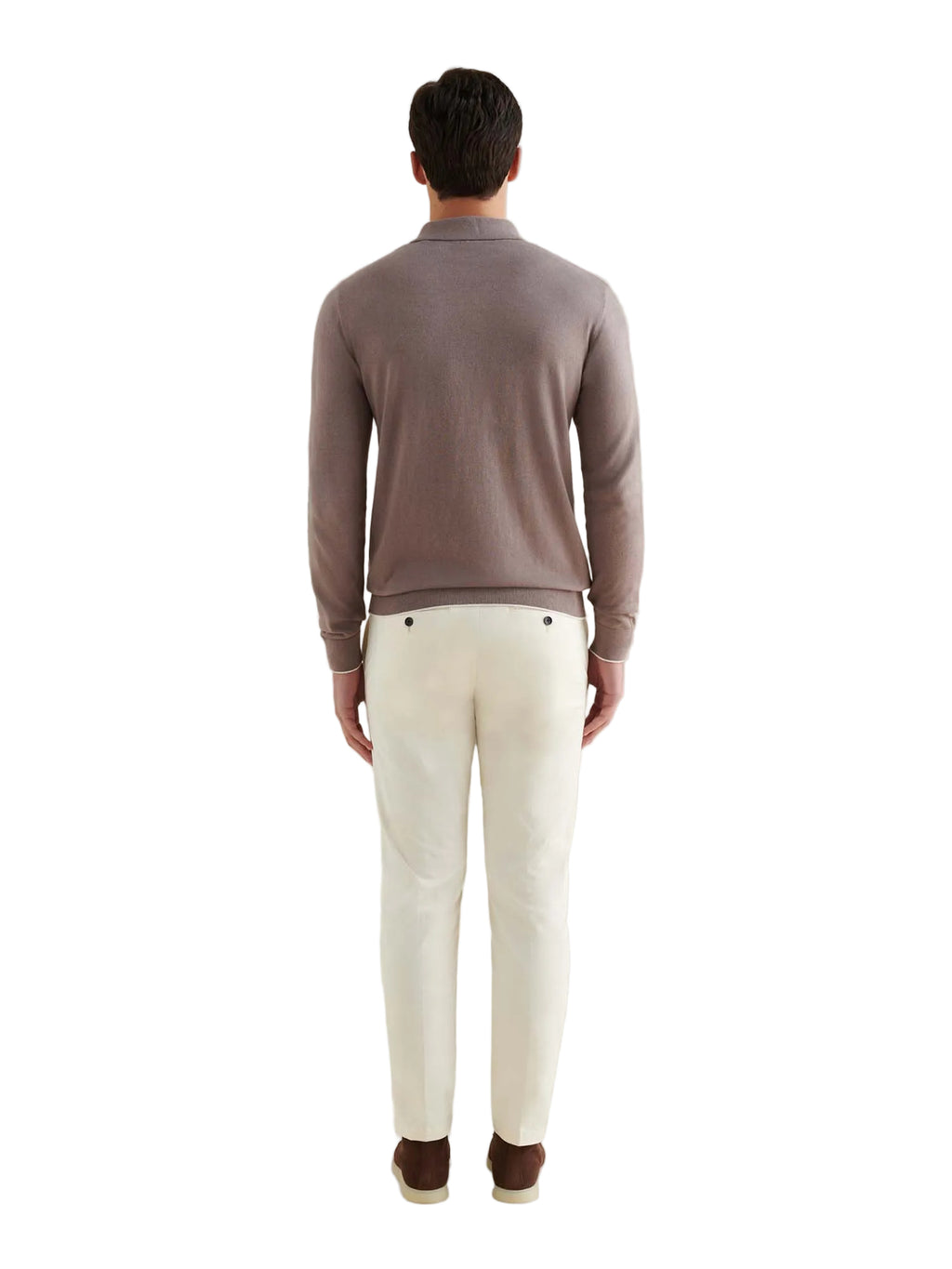 Jersey Knit Long Sleeve Polo Shirt in Iron