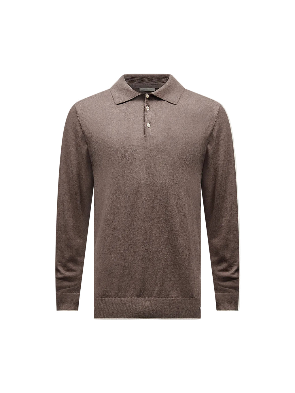 Jersey Knit Long Sleeve Polo Shirt in Iron