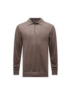 Jersey Knit Long Sleeve Polo Shirt in Iron