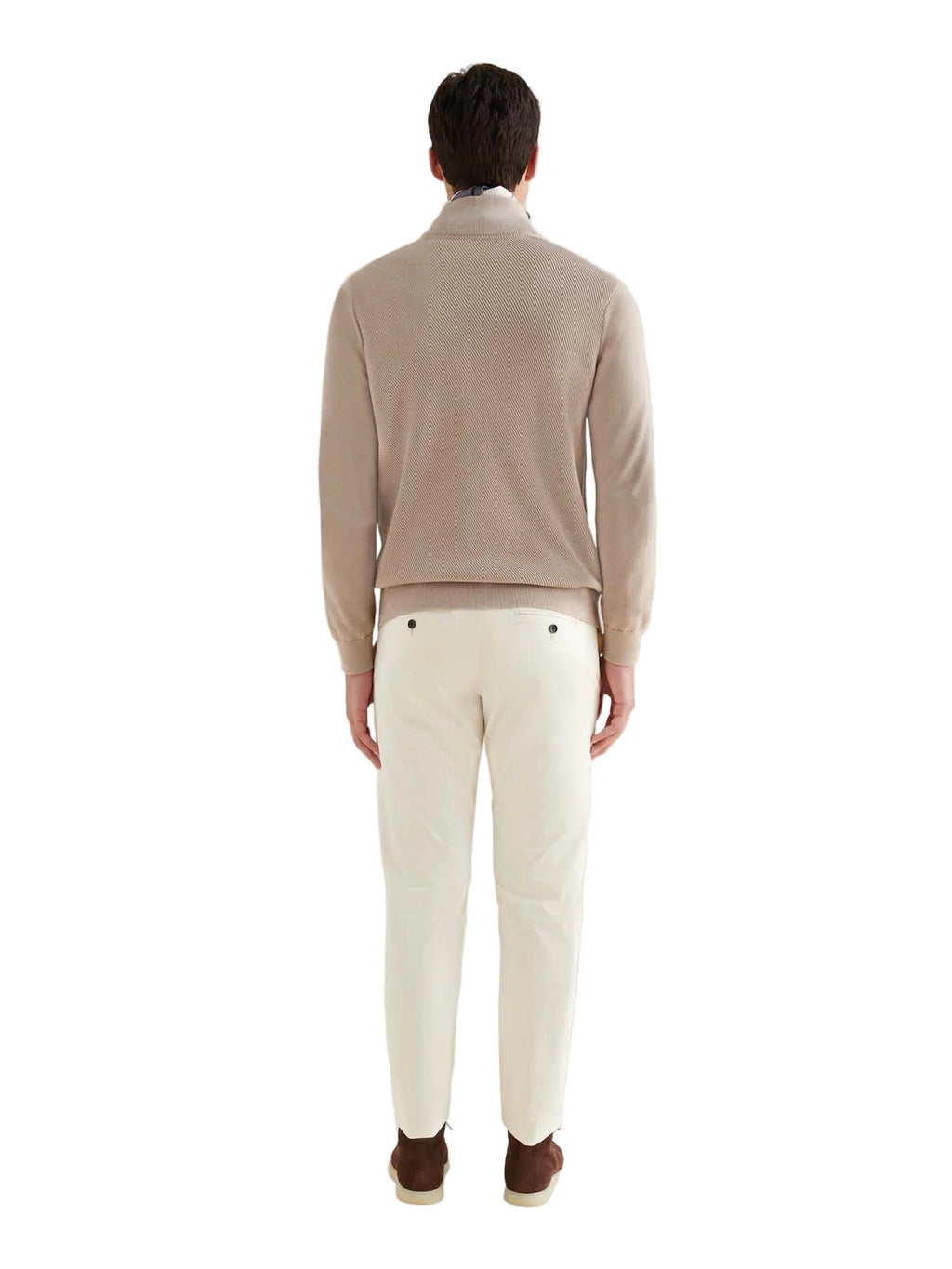 Cotton Blend Rib Knit ¼ Zip in Simply Taupe