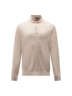 Cotton Blend Rib Knit ¼ Zip in Simply Taupe