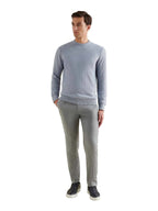 Cotton Honeycomb Knit Crew in Blue Blizzard