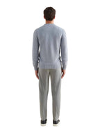 Cotton Honeycomb Knit Crew in Blue Blizzard