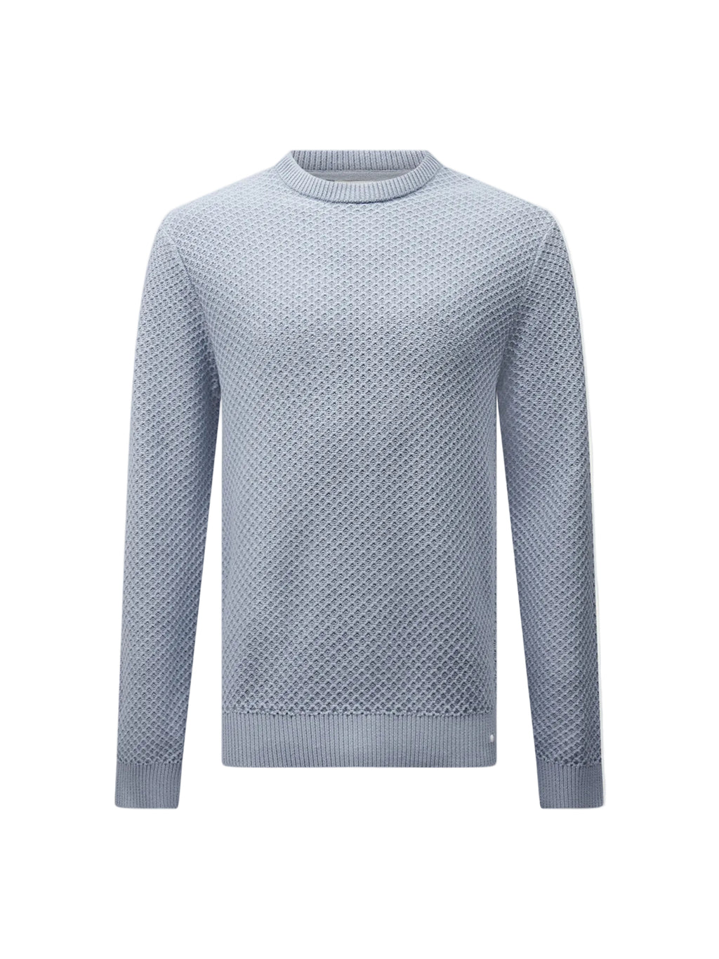 Cotton Honeycomb Knit Crew in Blue Blizzard