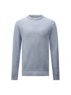 Cotton Honeycomb Knit Crew in Blue Blizzard