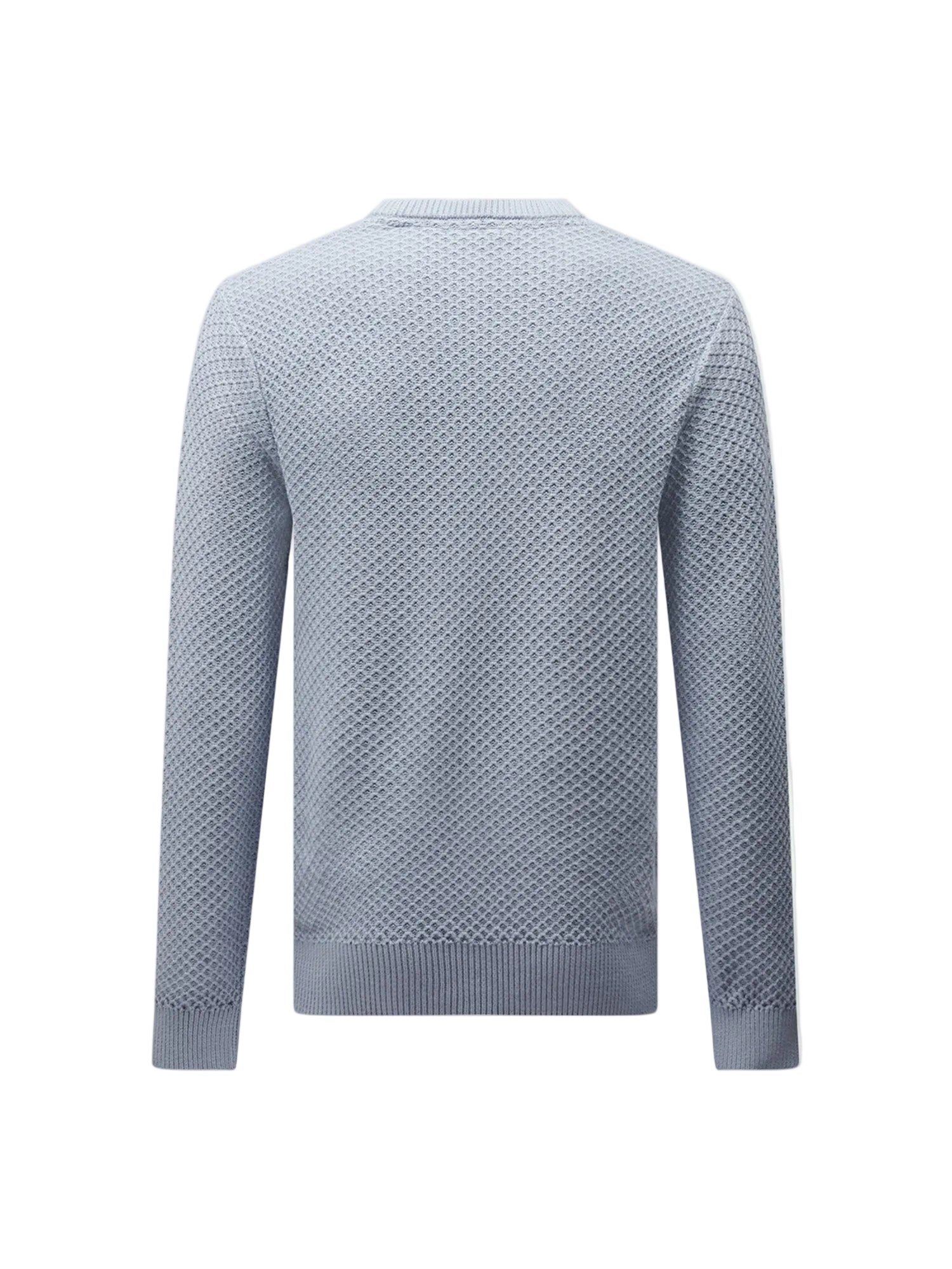 Cotton Honeycomb Knit Crew in Blue Blizzard