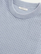 Cotton Honeycomb Knit Crew in Blue Blizzard