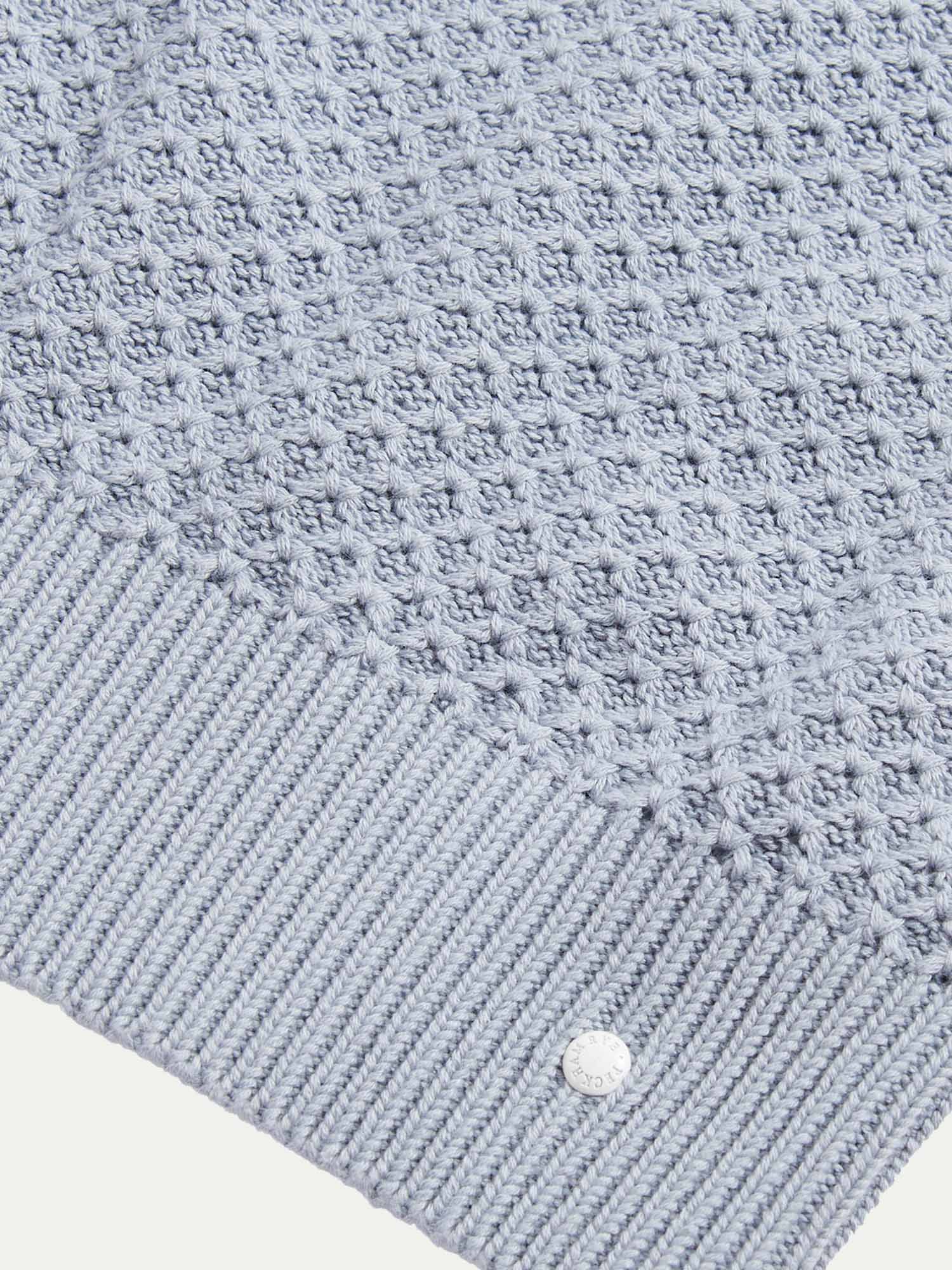 Cotton Honeycomb Knit Crew in Blue Blizzard