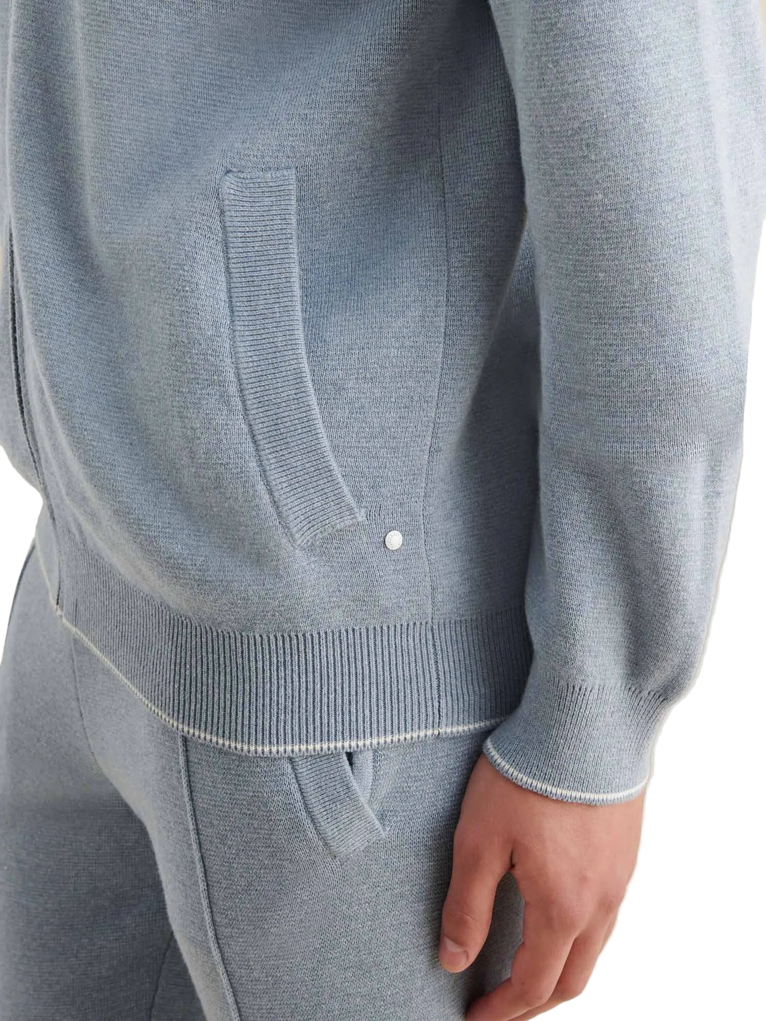 Milano Knit Zip Hoodie in Blue Blizzard