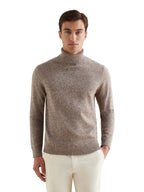Twisted Yarn Knit Roll Neck in Simply Taupe
