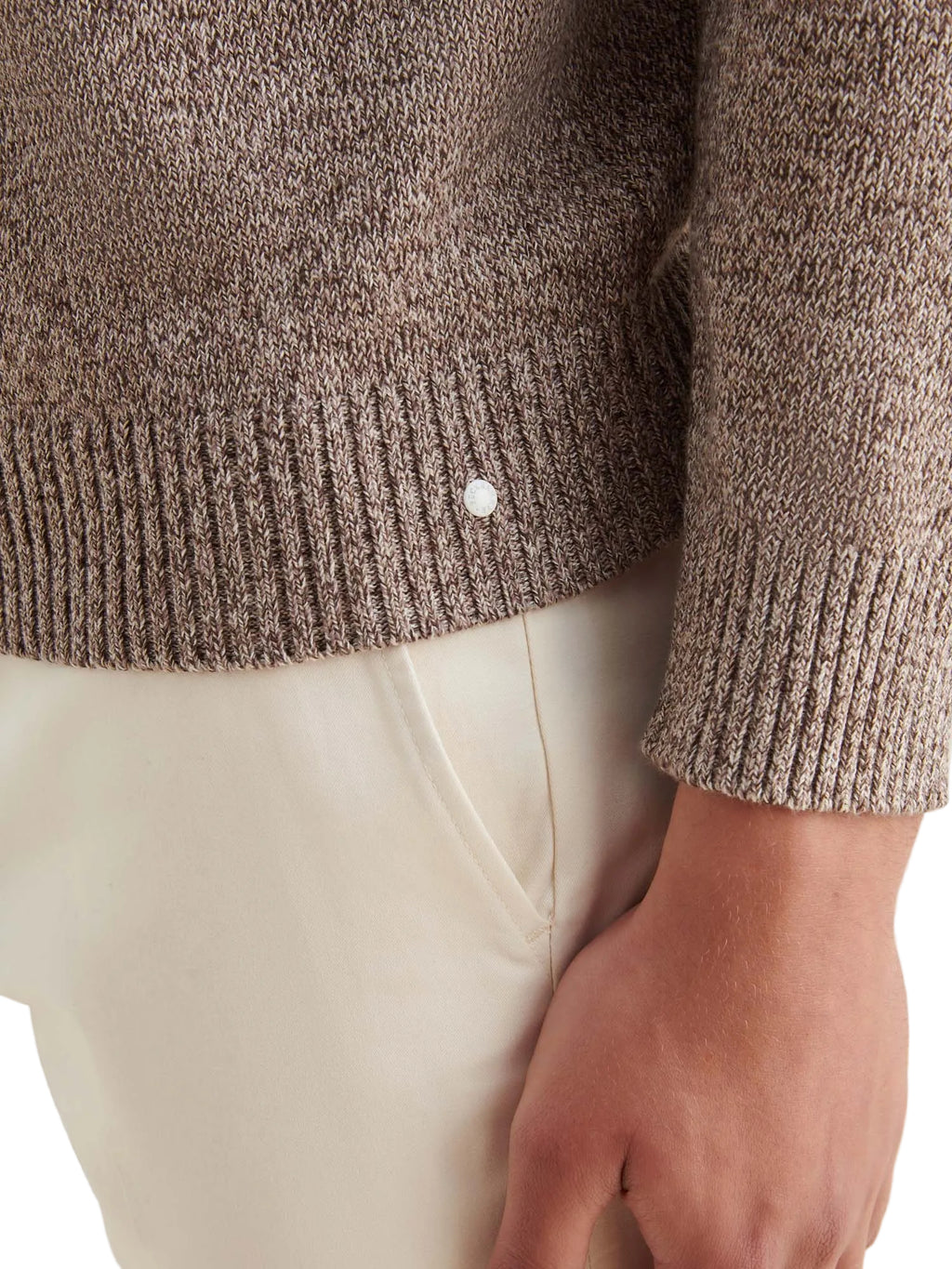 Twisted Yarn Knit Roll Neck in Simply Taupe