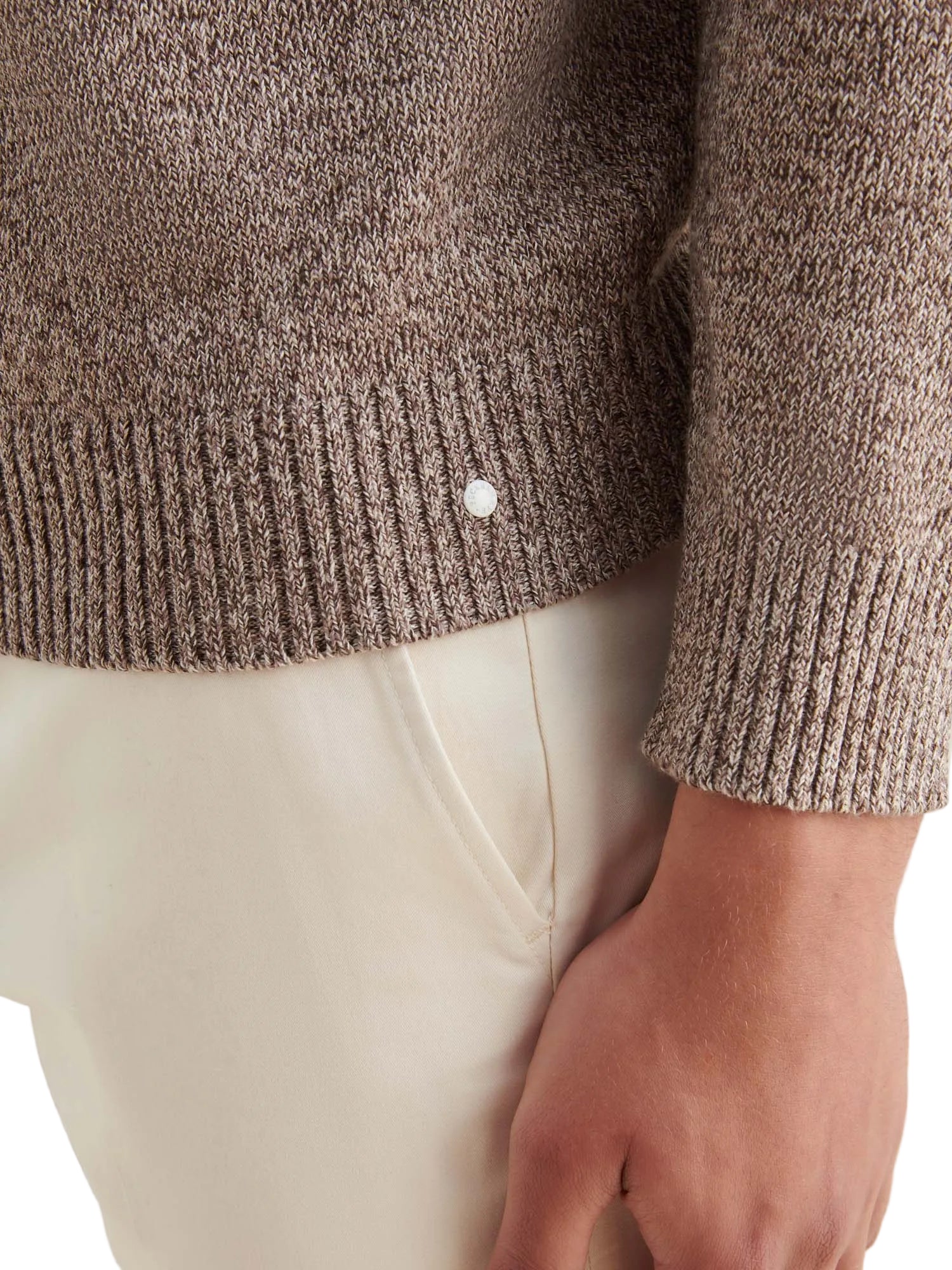 Twisted Yarn Knit Roll Neck in Simply Taupe