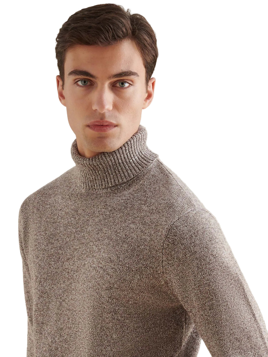 Twisted Yarn Knit Roll Neck in Simply Taupe