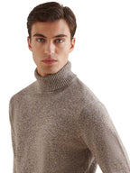 Twisted Yarn Knit Roll Neck in Simply Taupe