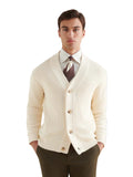 Cotton Knit Cardigan in Egret