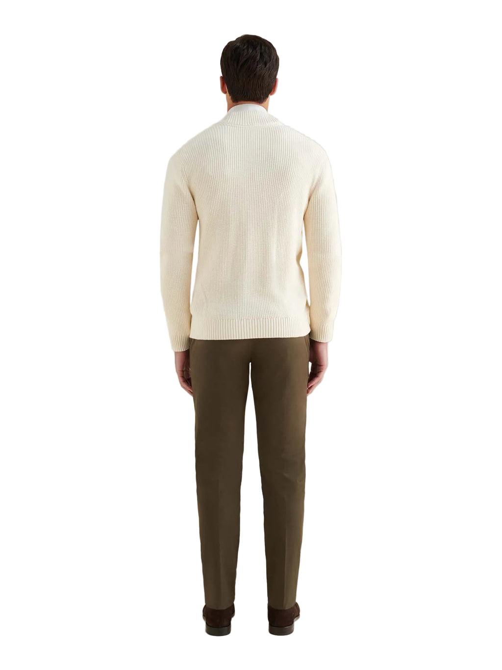 Cotton Knit Cardigan in Egret