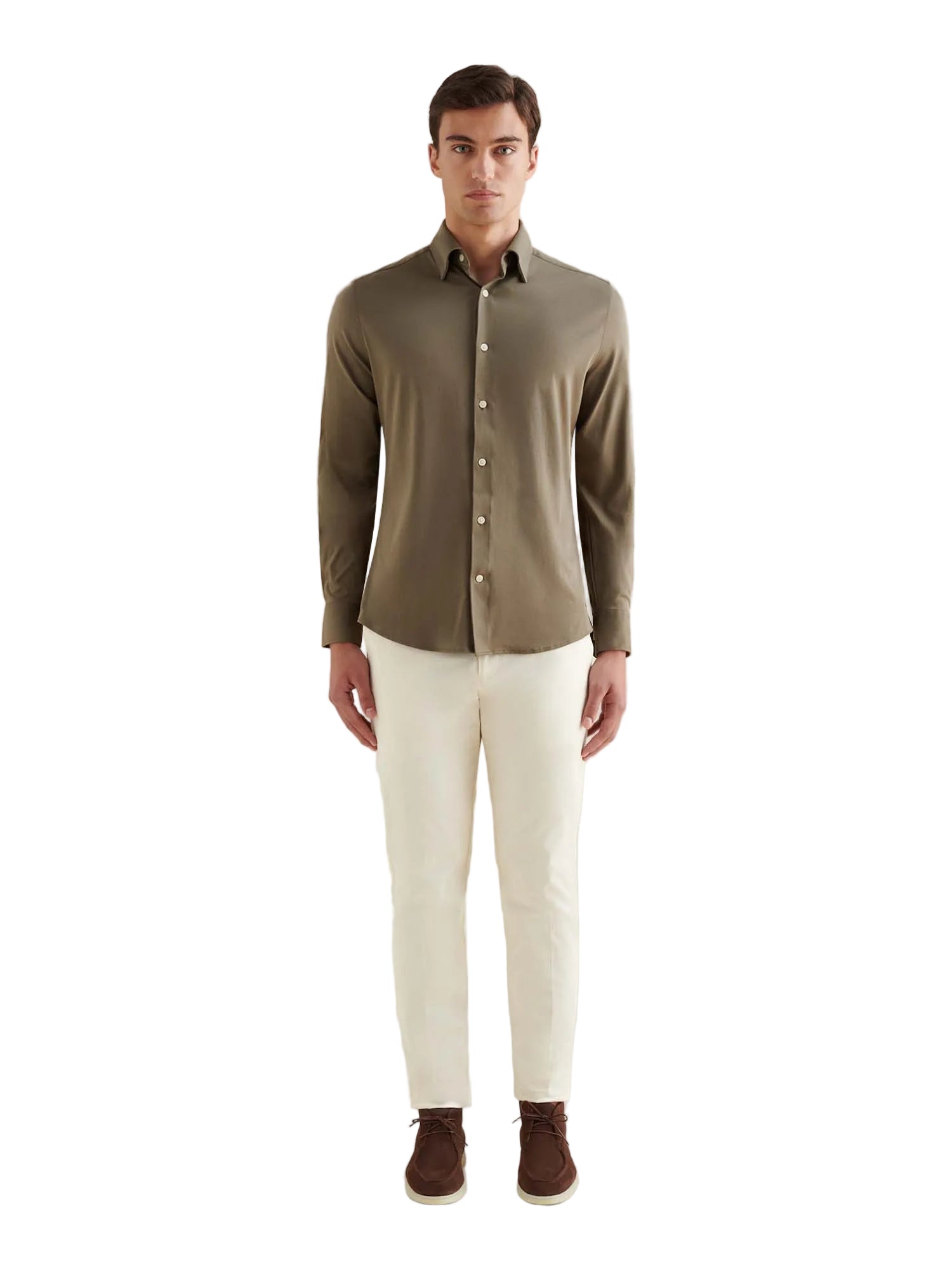 Jersey Hidden-Button Shirt in Sea Turtle