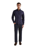 Jersey Hidden-Button Shirt in Dark Sapphire Navy