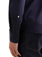 Jersey Hidden-Button Shirt in Dark Sapphire Navy