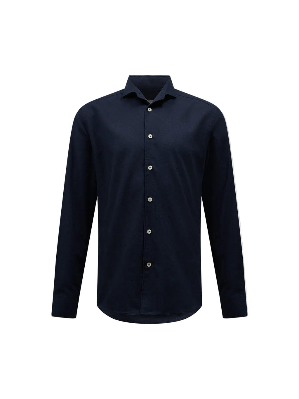 Flannel Herringbone Spread Collar Shirt in Dark Sapphire Navy
