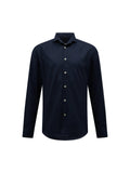 Flannel Herringbone Spread Collar Shirt in Dark Sapphire Navy