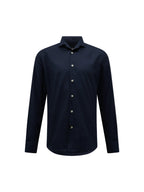Flannel Herringbone Spread Collar Shirt in Dark Sapphire Navy