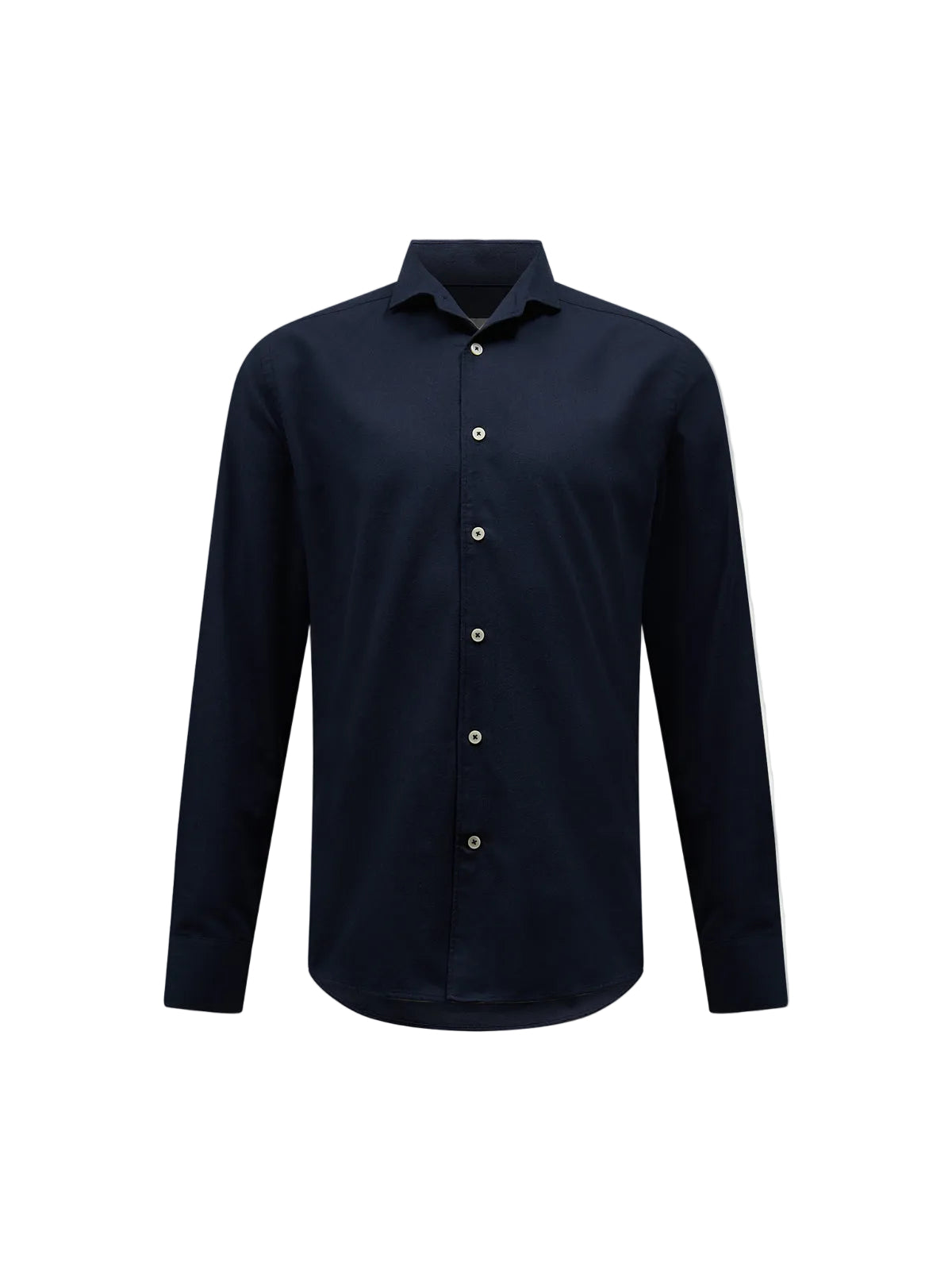 Flannel Herringbone Spread Collar Shirt in Dark Sapphire Navy