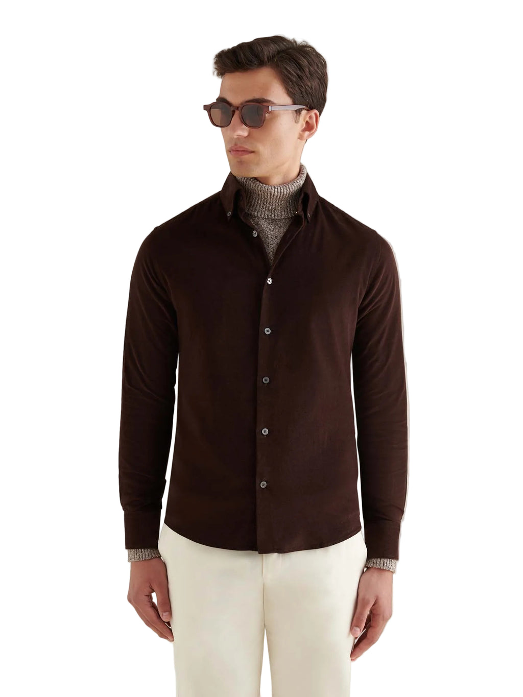 Micro Cord Button-Down Shirt in Java